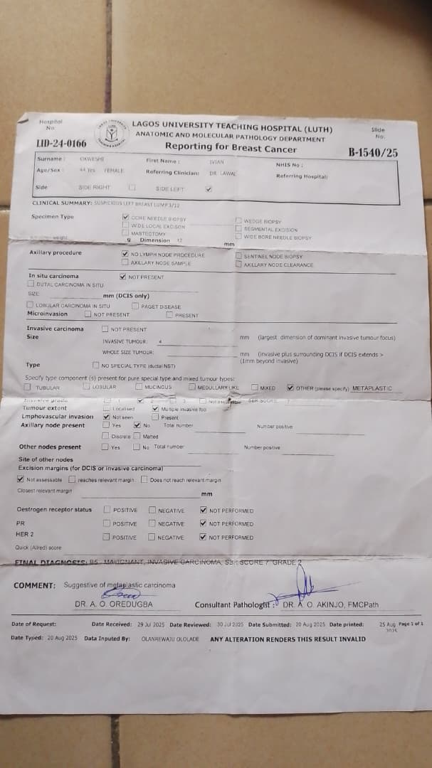 Okwueshi, Single Mother Battling Breast Cancer Appeals for Help to Fund Life-Saving Surgery