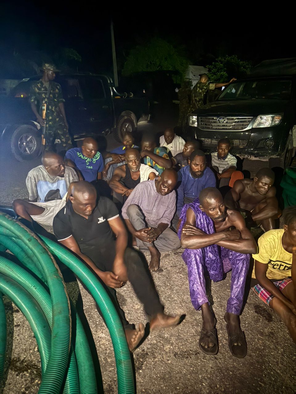 Army troops foils major bunkering operation along Lagos waterways, recovers trucks, arrest 15 suspects