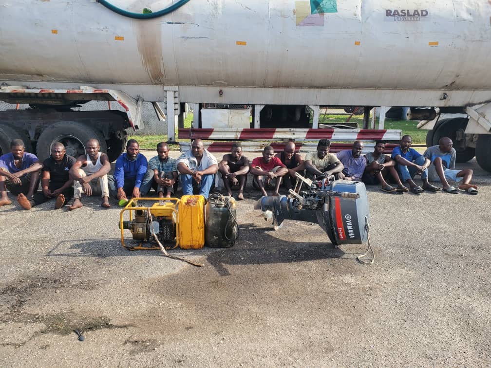 Troops Smash Illegal Bunkering Ring Near Dangote Refinery, Arrest 14 Suspects In Lagos