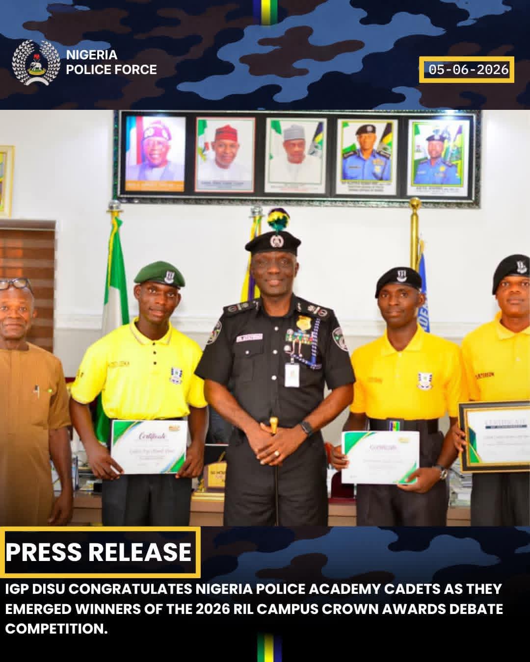 IGP Disu Celebrates Police Academy Cadets Over Debate Competition Triumph  ‎