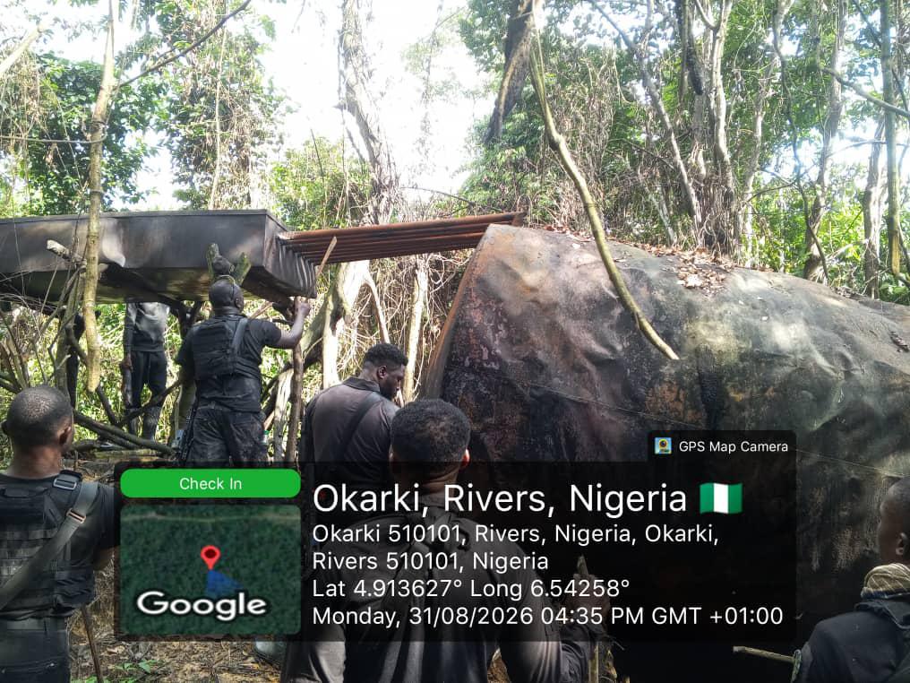 Nigerian Navy Discovers Approximately 99,000 Litres Of Suspected Stolen Crude, Illegally Refined AGO
